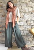 Basso Shirring Wide Leg Pant Deep Moss